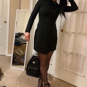 Topshop Black Long Sleeve Mini Dress